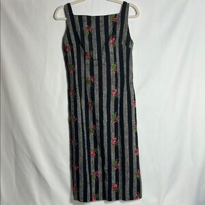 Vintage 1950s That Wilroy Look Straight Line Linen Embroidered Sleeveless Dress